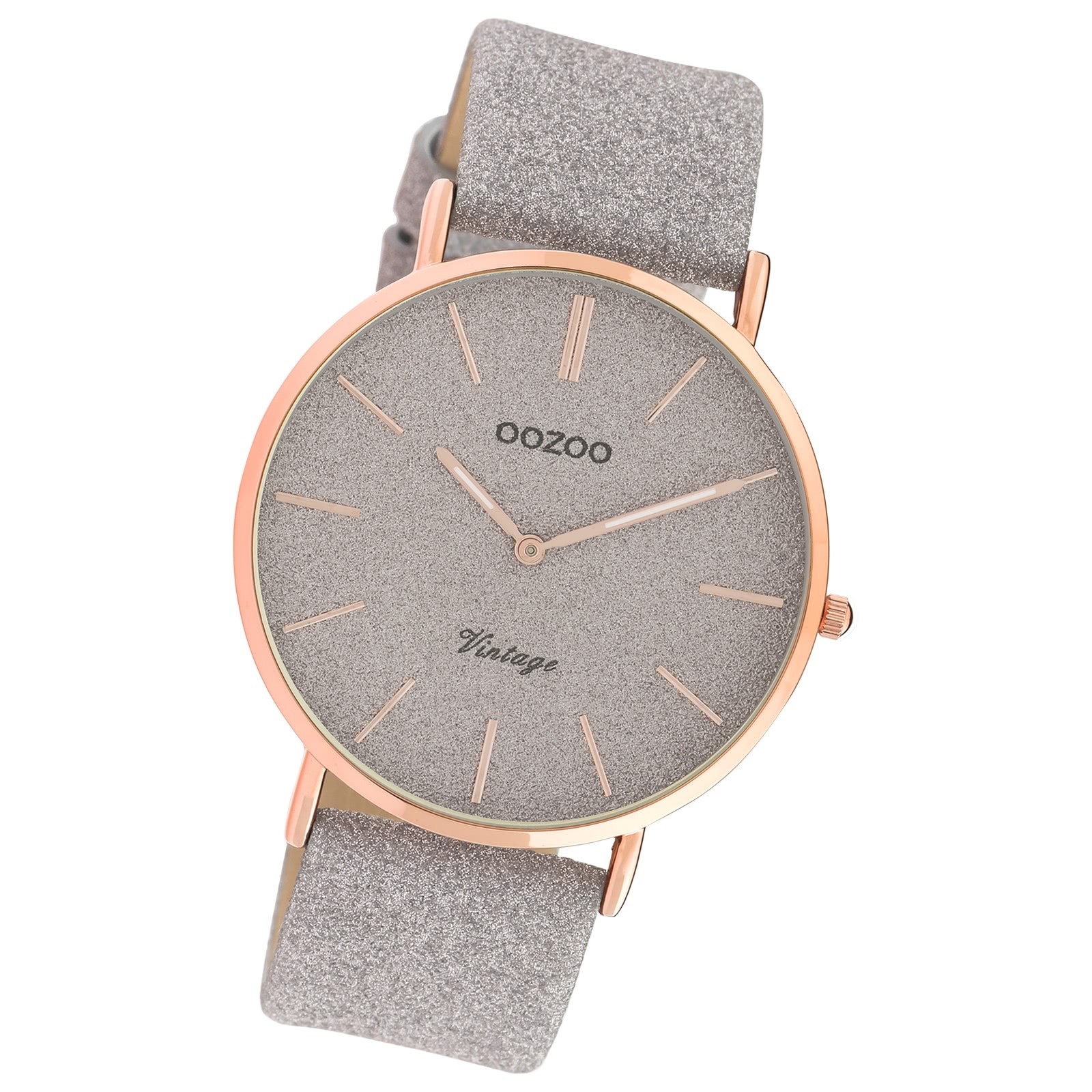 Oozoo Damen Armbanduhr Vintage Series Analog Leder grau UOC20162