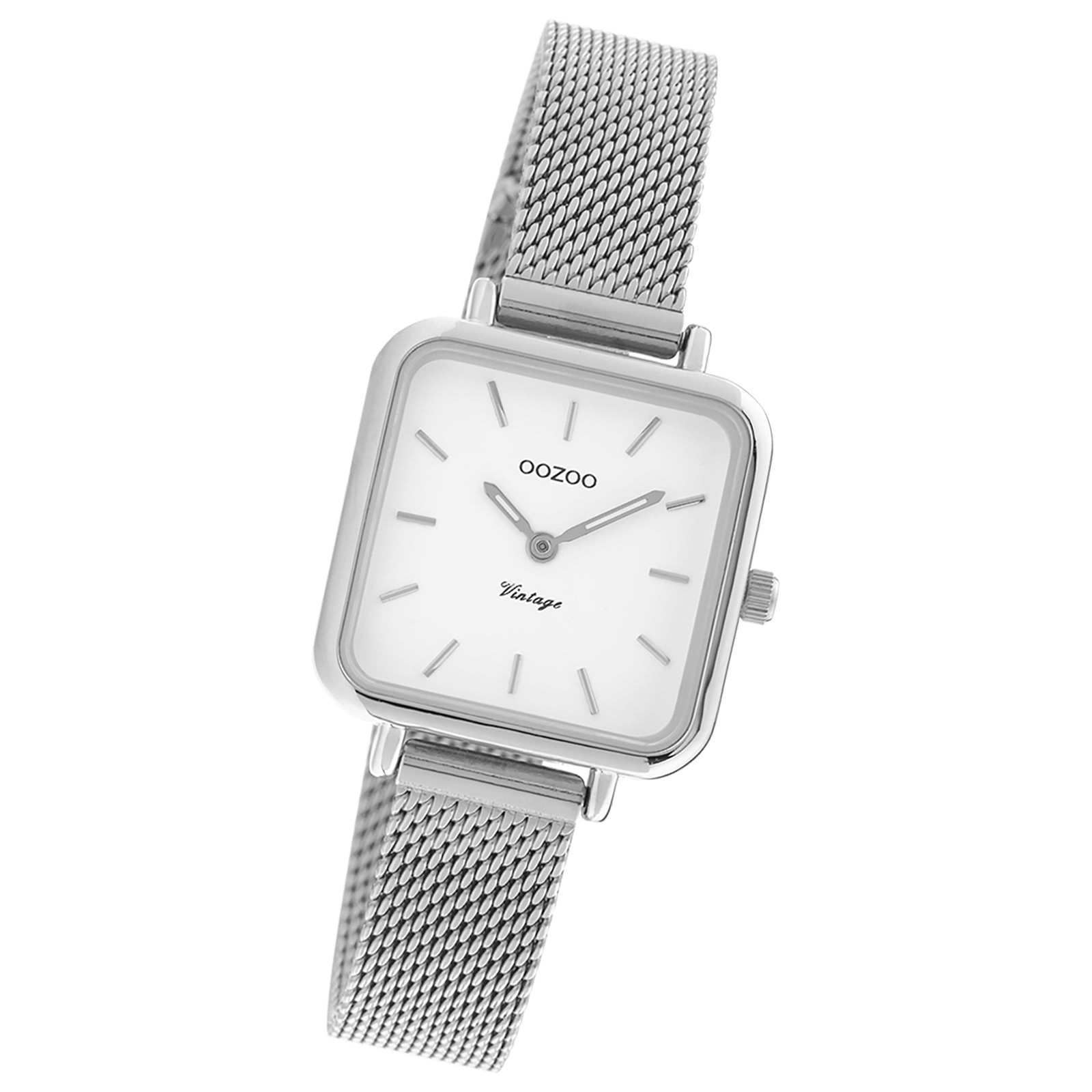 Oozoo Damen Armbanduhr Vintage Series Analog Metall Mesh silber UOC20261