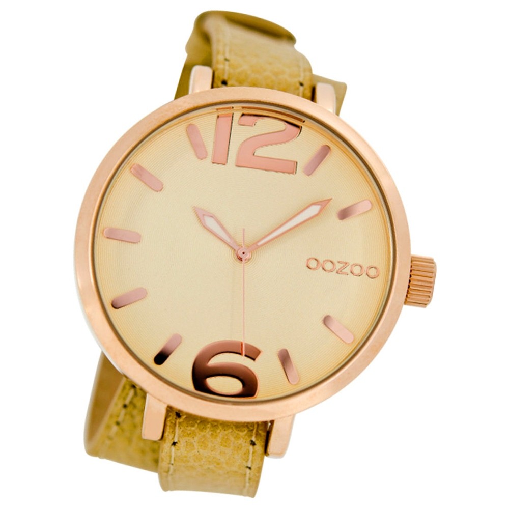 Oozoo Damen-Armbanduhr Mineralglas Quarz Leder beige UOC6835