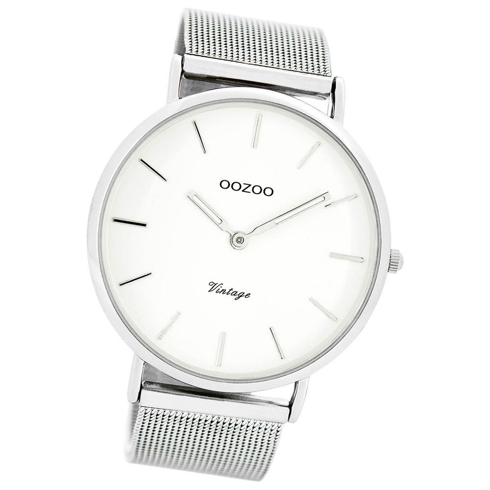 Oozoo Damen Herren-Uhr Ultra Slim Quarzuhr Metall-Armband silber UOC7720
