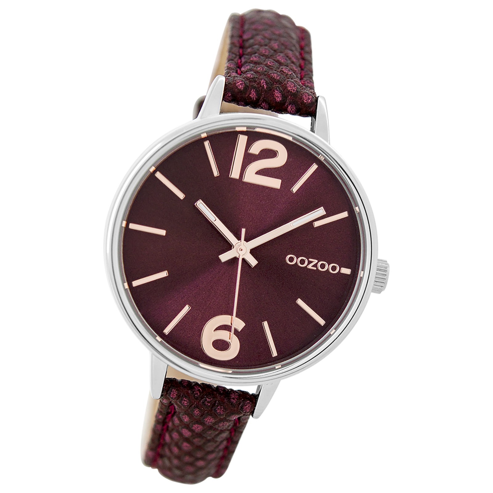 Oozoo Damen Armbanduhr Timepieces C9482 Quarz Leder weinrot UOC9482