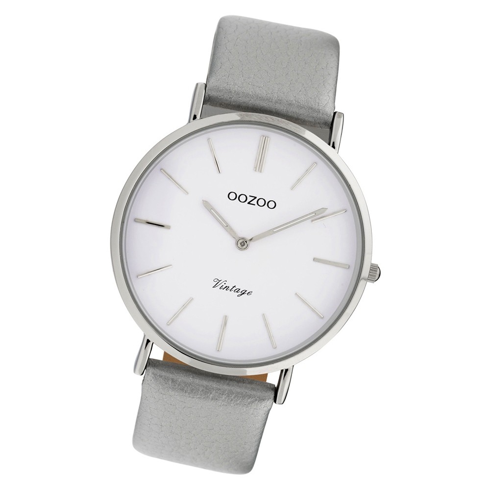 Oozoo Damen Armbanduhr Ultra Slim C9960 Quarzwerk Leder grau UOC9960