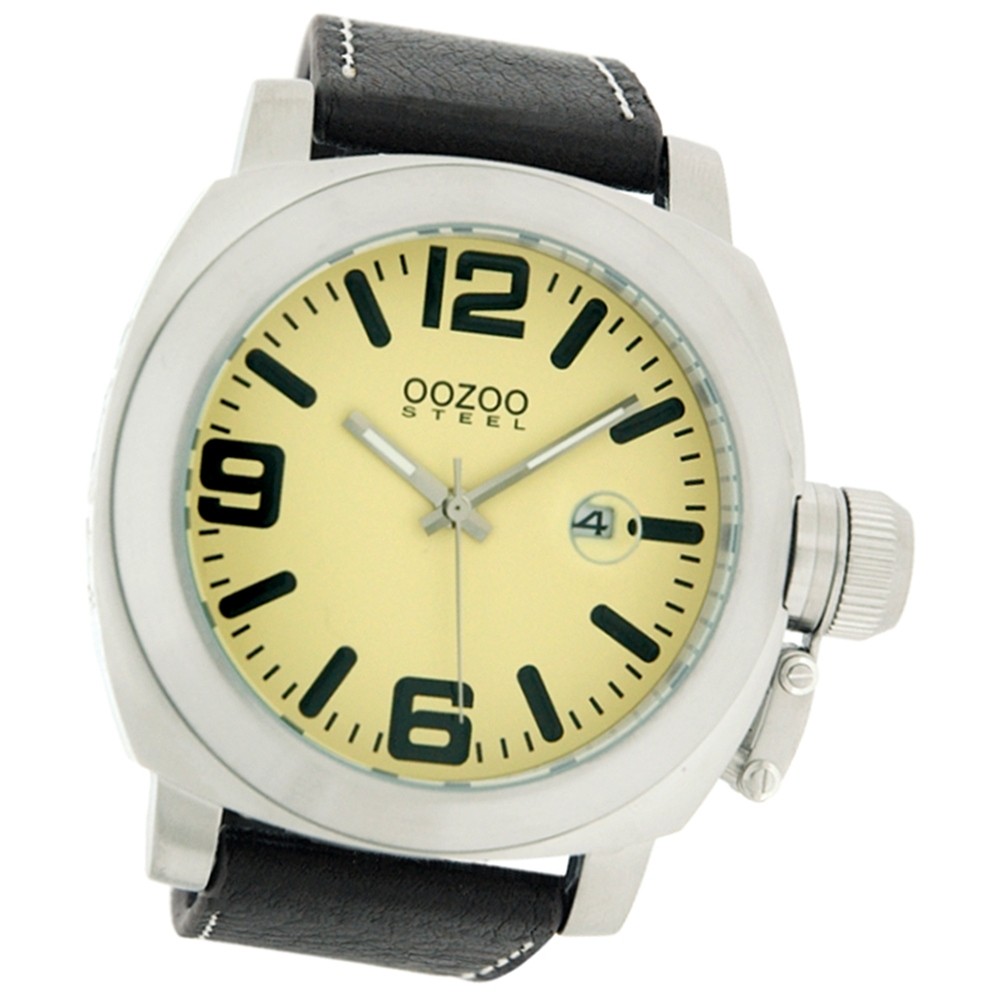 Oozoo Herren-Uhr Steel Quarzuhr Leder-Armband dunkelbraun UOOS014