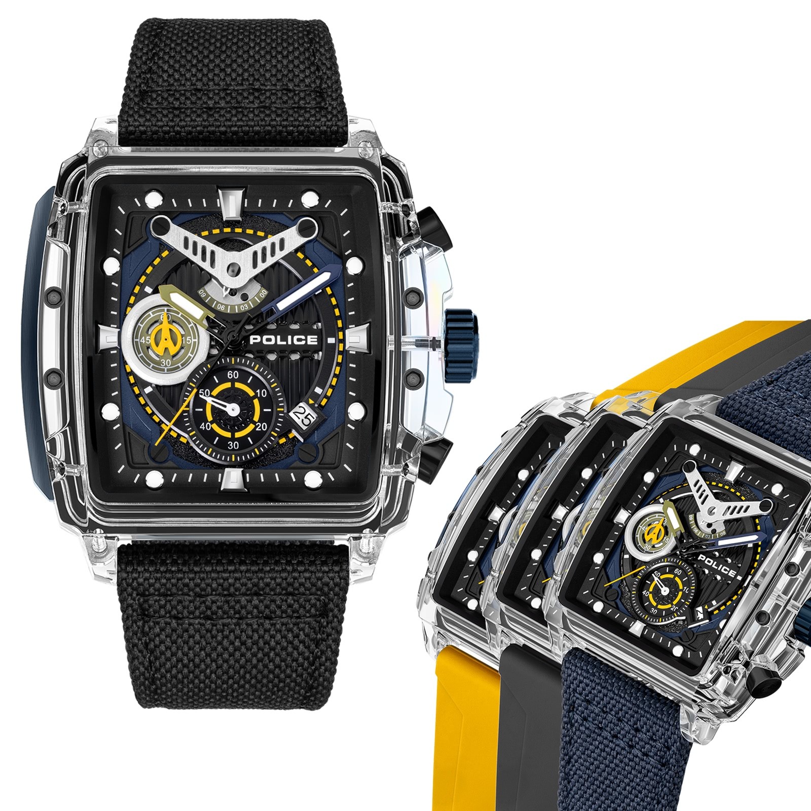 Police Herrenuhr Silikon Armband verschiedenfarbig Armbanduhr UPOC00770X1S