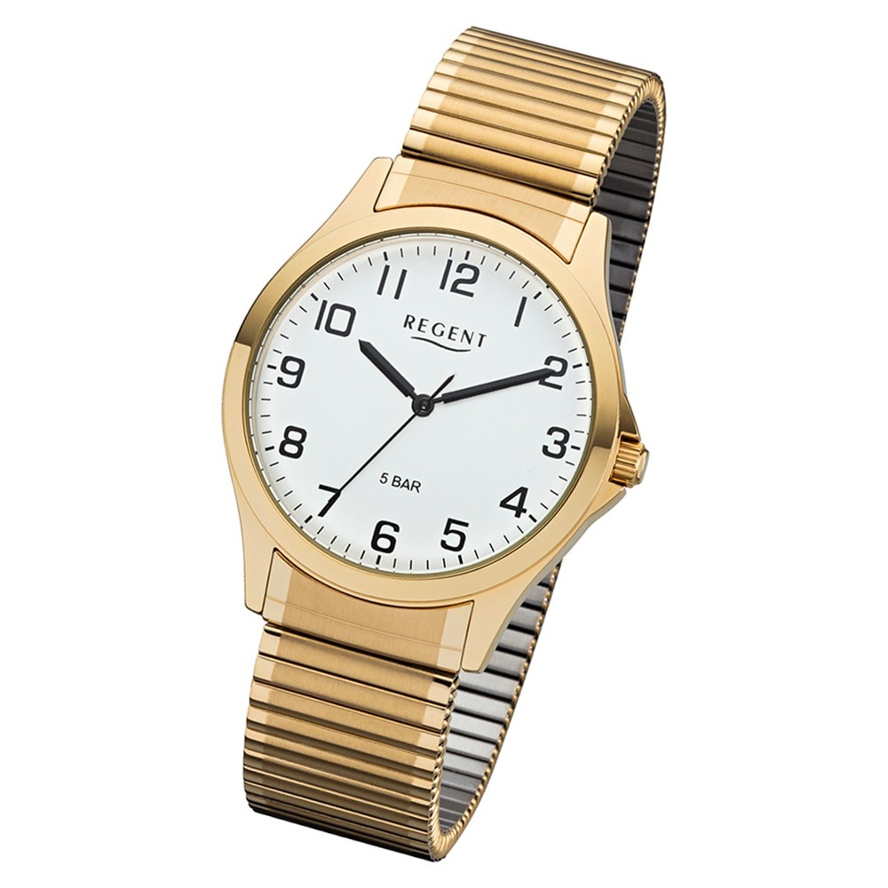 Regent Herren Armbanduhr Analog 1243486 Quarz-Uhr Metall gold UR1243486