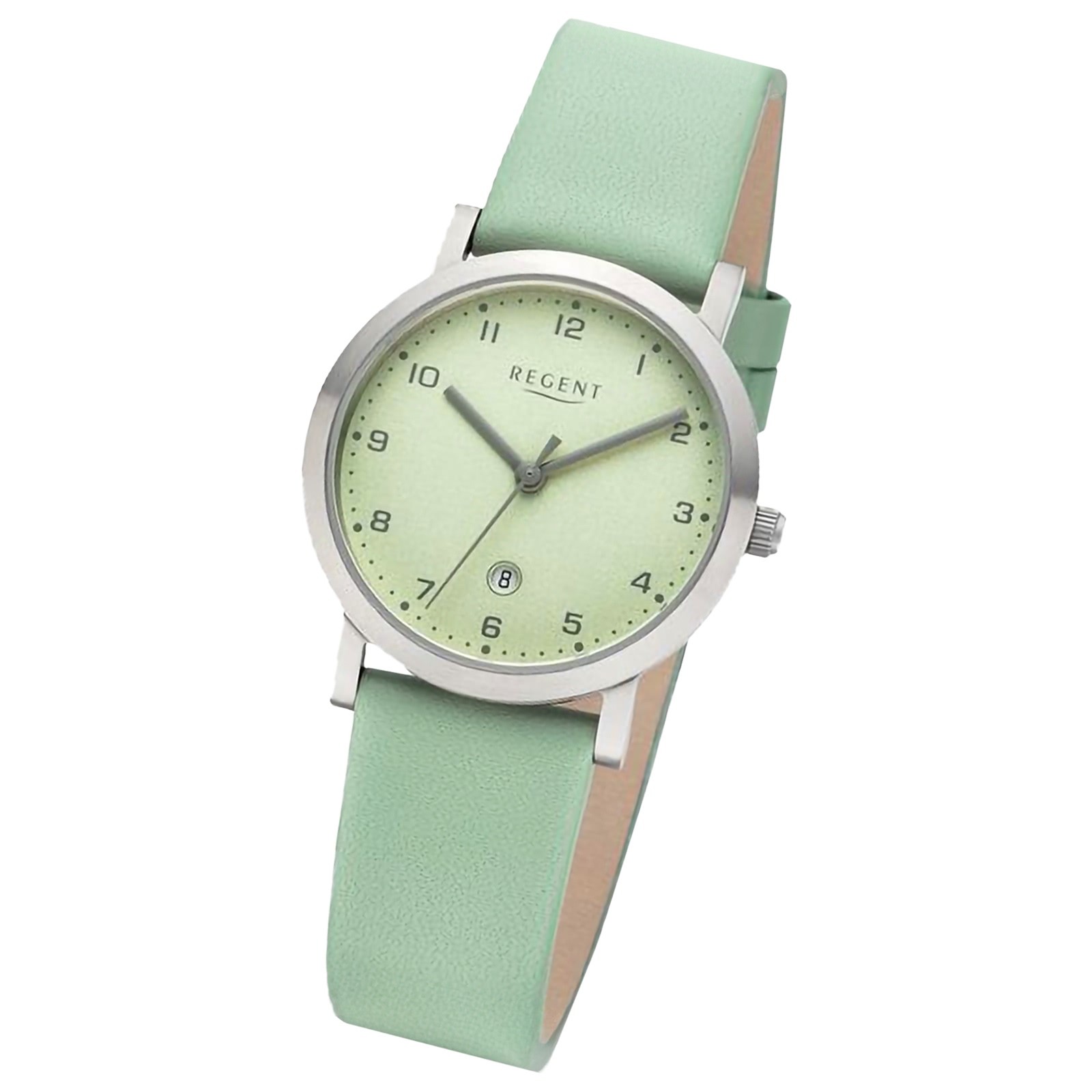 Regent Damen Armbanduhr Analog Lederarmband mintgrün UR2092531