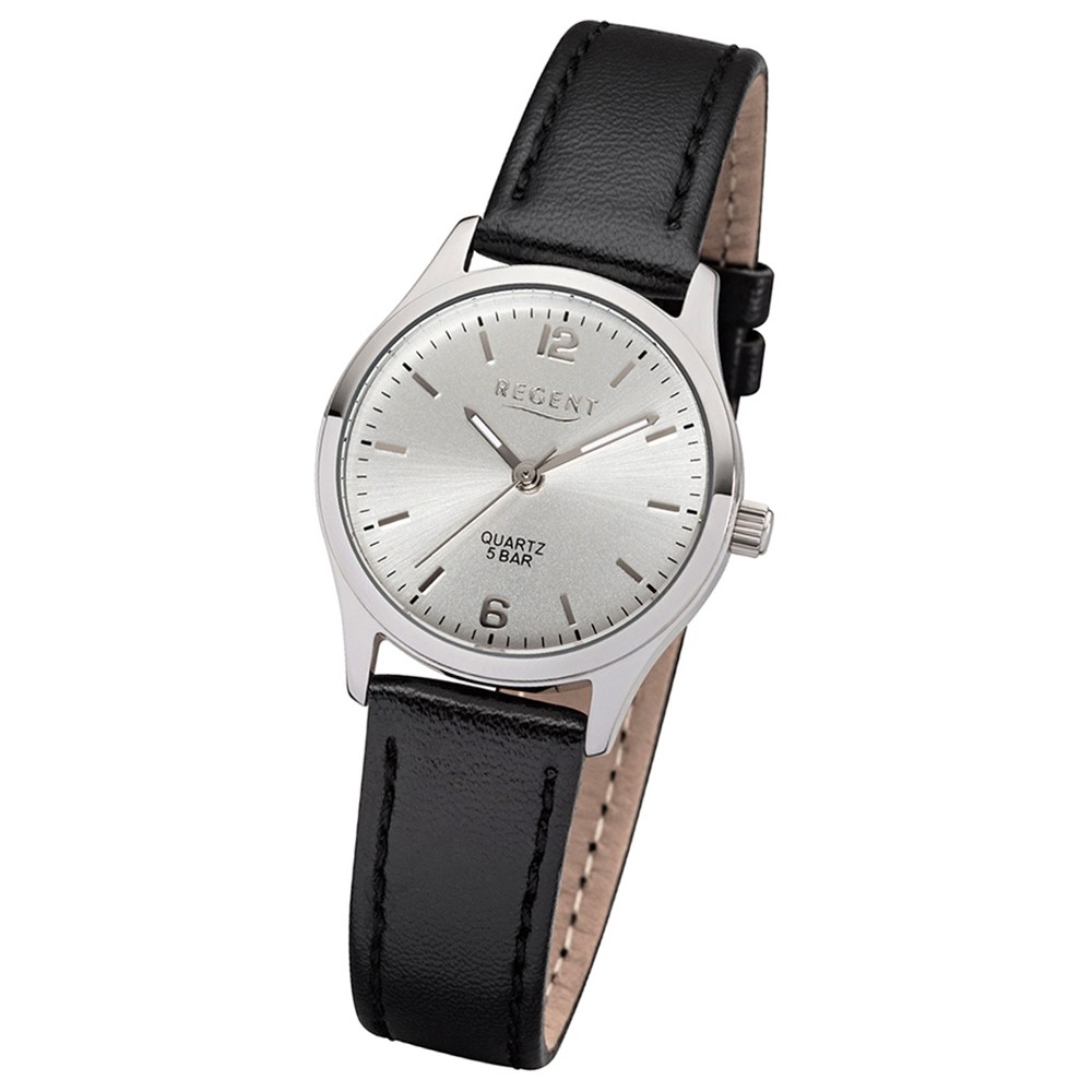 Regent Damen-Armbanduhr 32-2113415 Quarz-Uhr Leder-Armband schwarz UR2113415