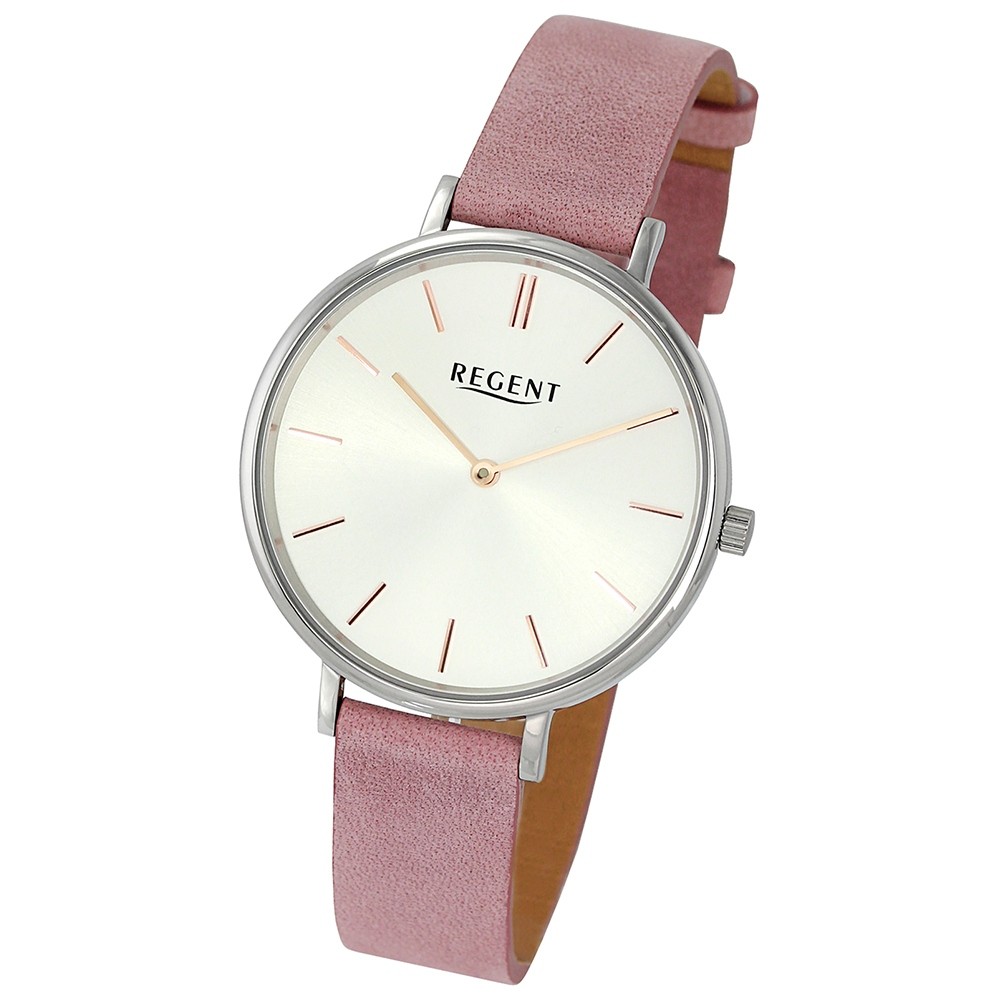 Regent Damen-Armbanduhr 32-2153132 Quarz-Uhr Leder pink rosa Uhr UR2153132