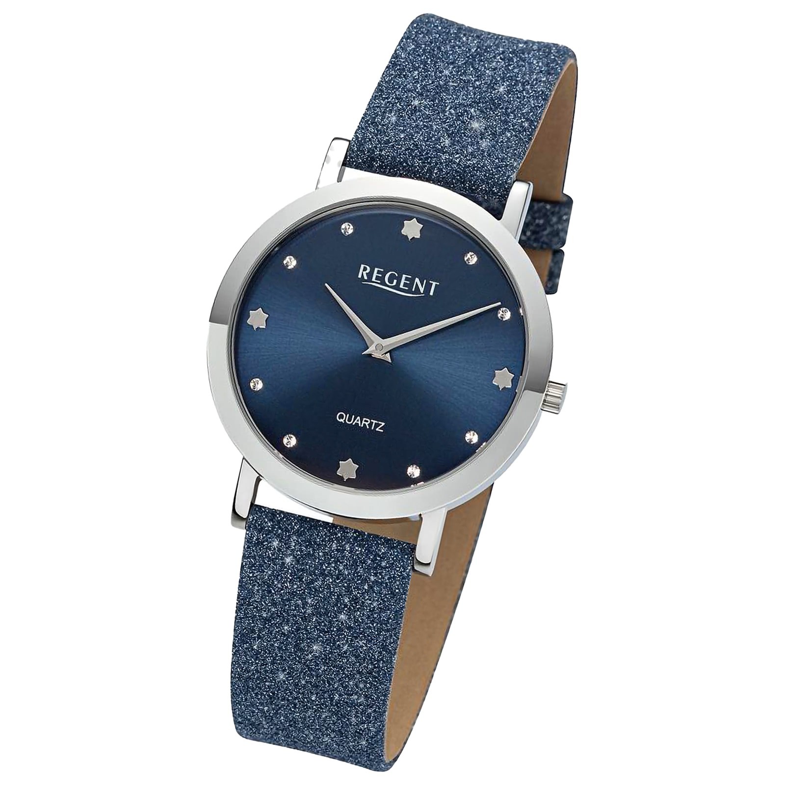 Regent Damen Armbanduhr Analog Lederarmband blau UR2154073