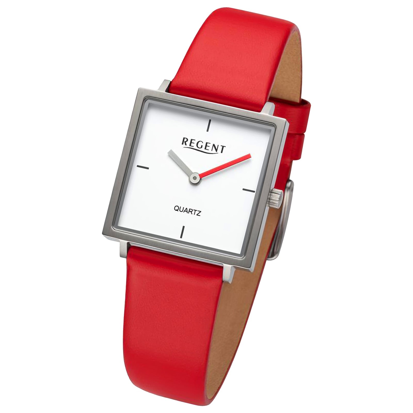Regent Damen Armbanduhr Analog Lederarmband rot UR2154096