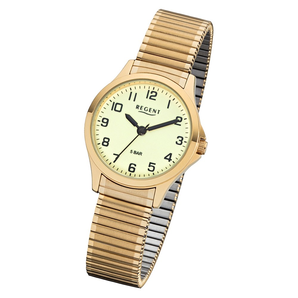 Regent Damen Armbanduhr Analog 2243488 Quarz-Uhr Metall gold UR2243488