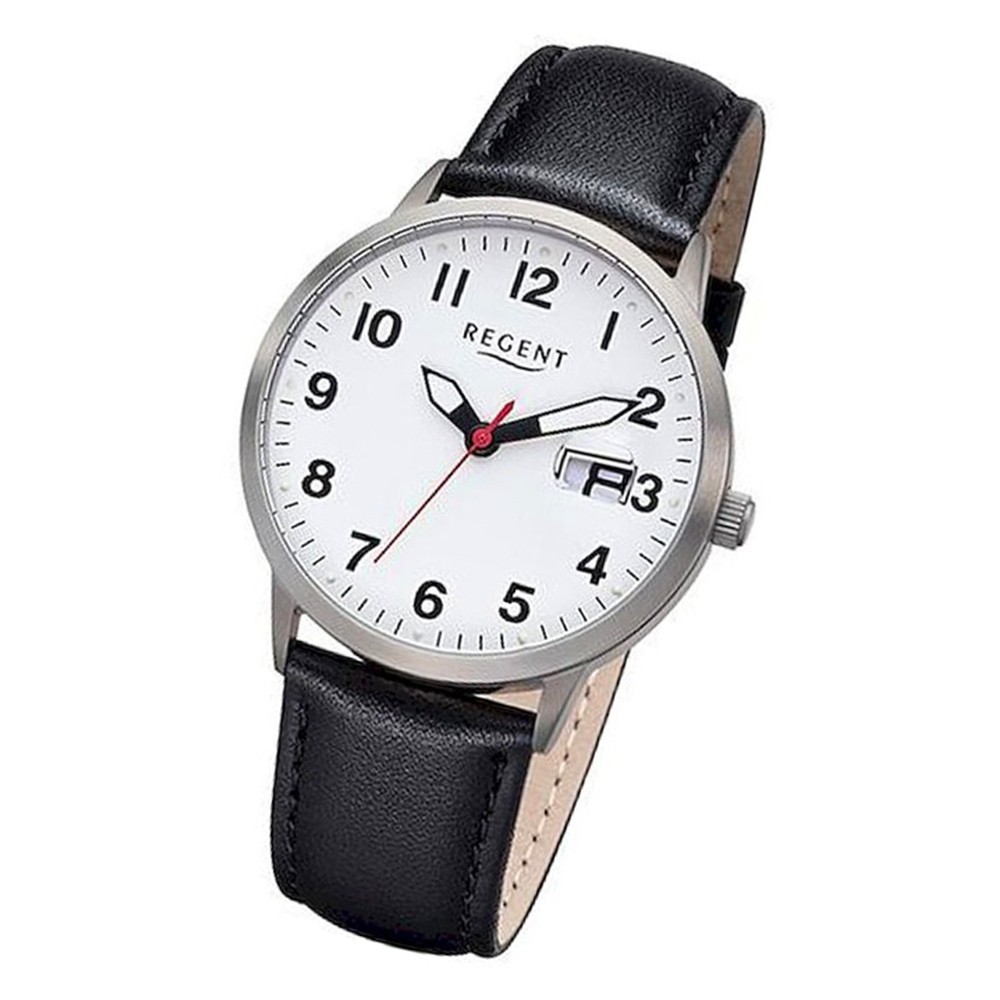 Regent Herren Armbanduhr Analog BA-313 Quarz-Uhr Titan schwarz URBA313