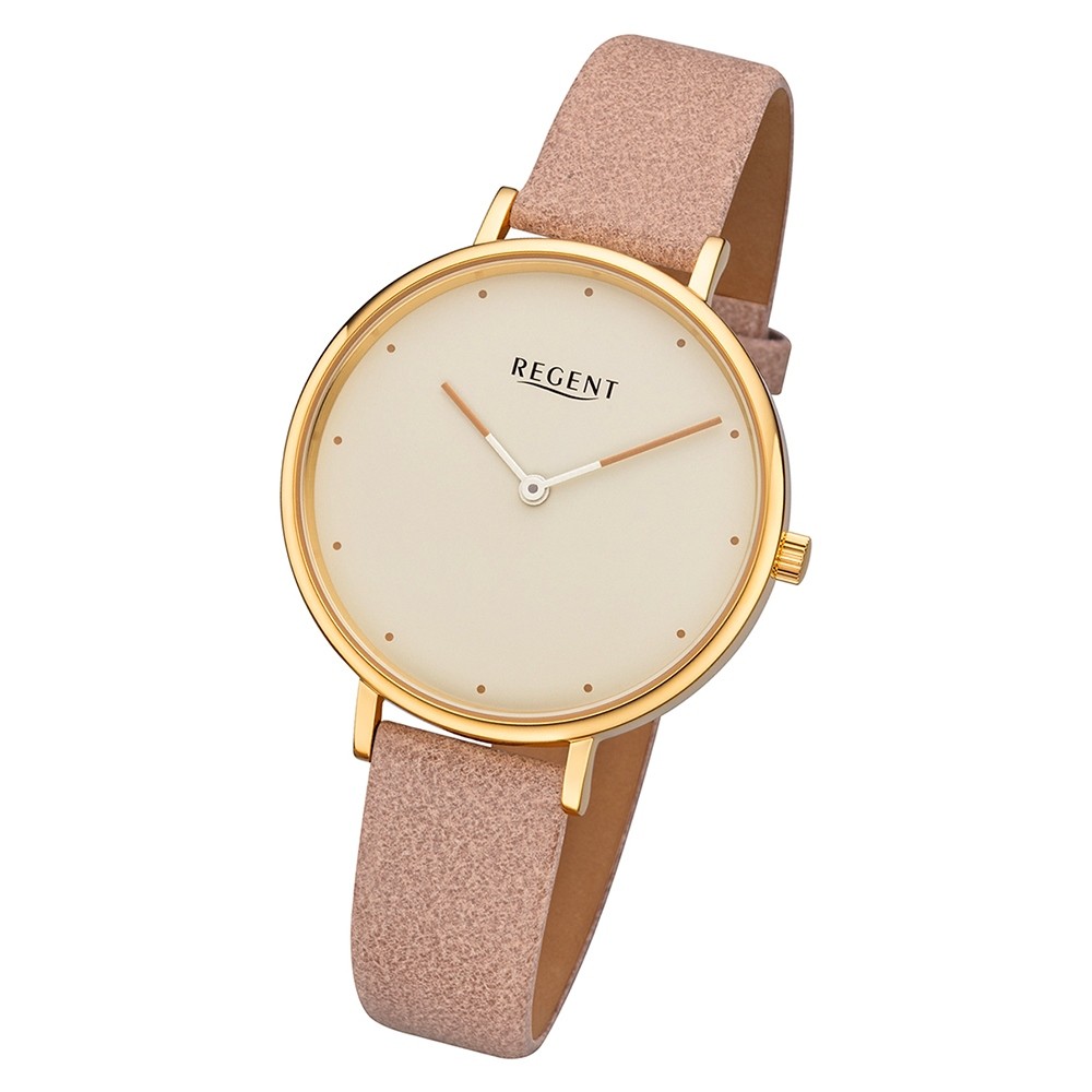 Regent Damen Armbanduhr Analog BA-452 Quarz-Uhr Leder rosa URBA452