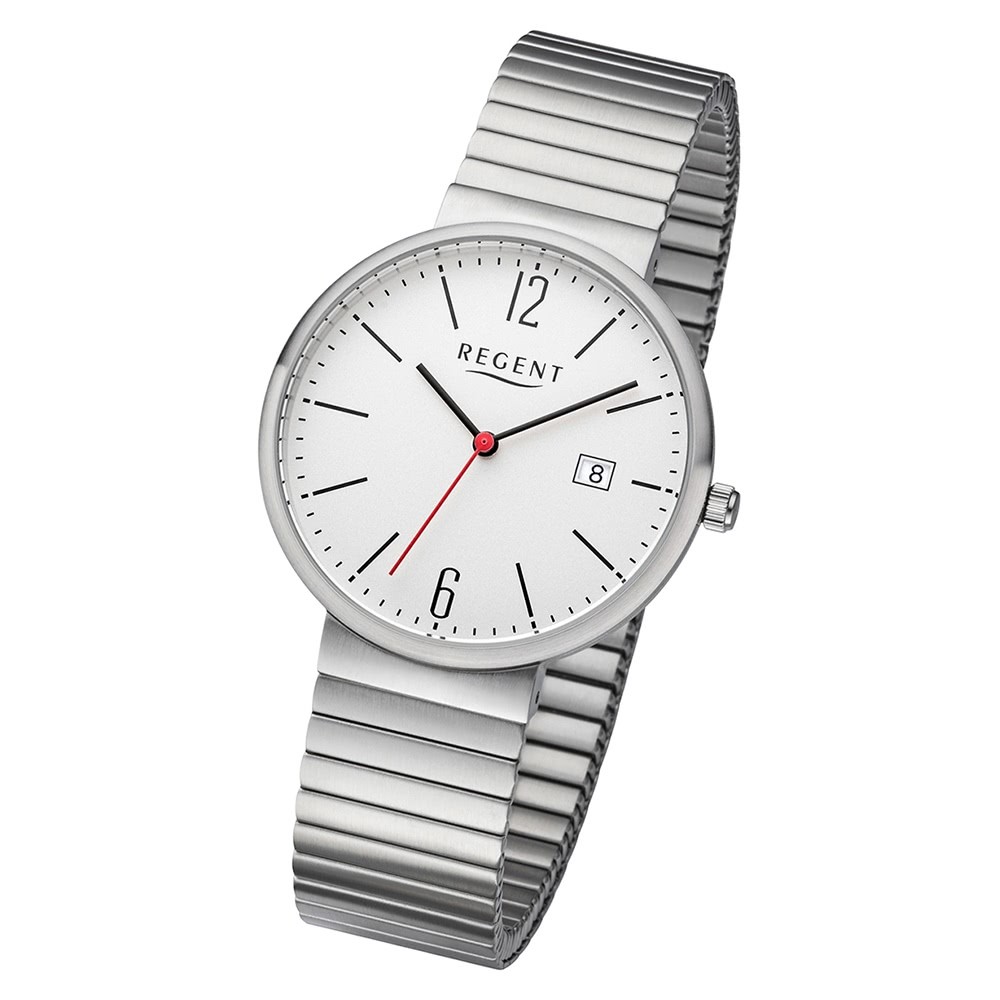 Regent Herren Armbanduhr Analog BA-578 Quarz-Uhr Edelstahl silber URBA578