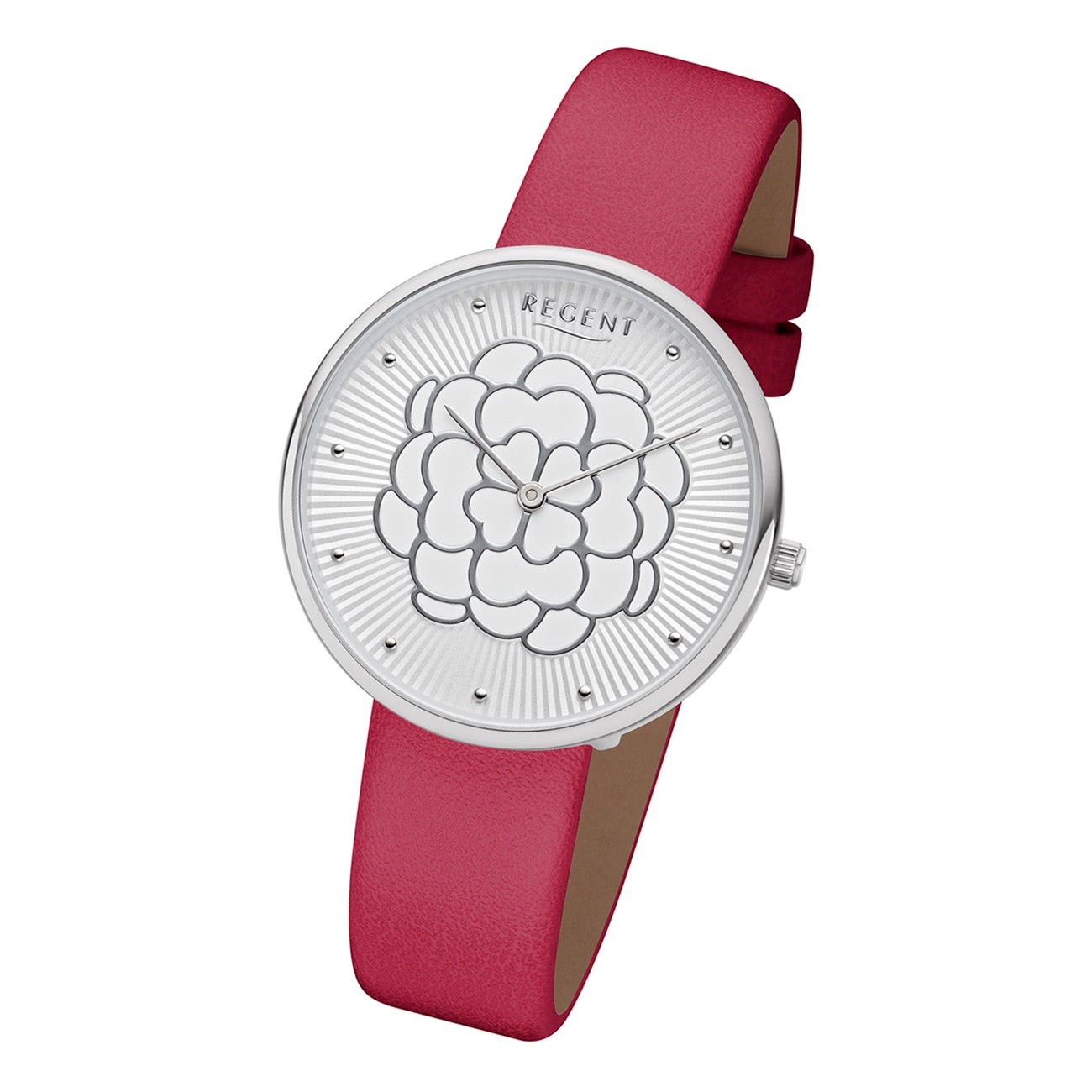 Regent Damen Armbanduhr Analog BA-602 Quarz-Uhr Leder rot URBA602