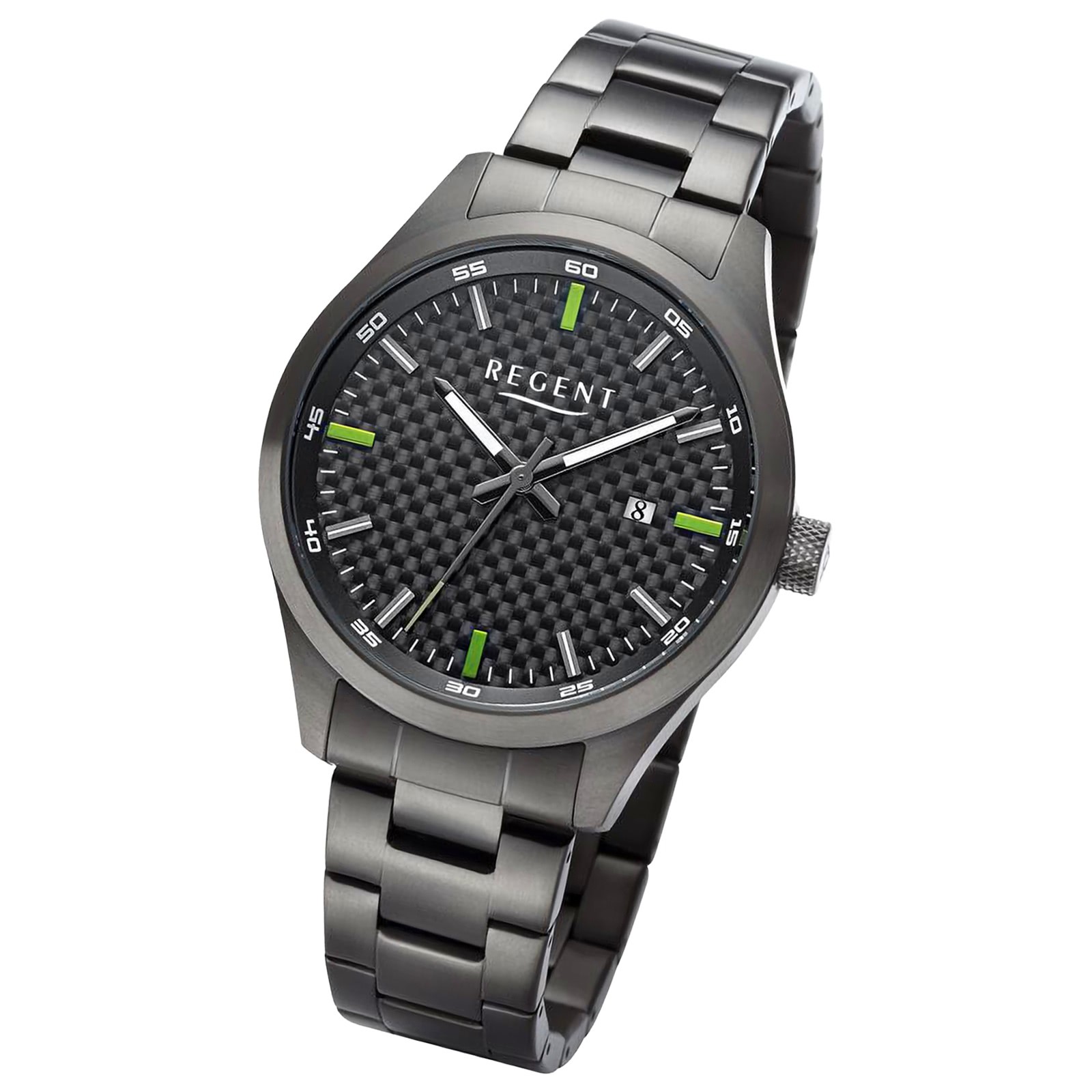 Regent Herren Armbanduhr Analog Titanarmband dunkelgrau URBA761