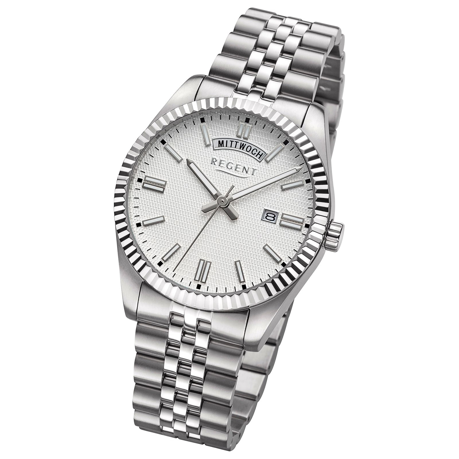 Regent Herrenuhr Edelstahl-Armbanduhr Analog Metallarmband silber URBA883