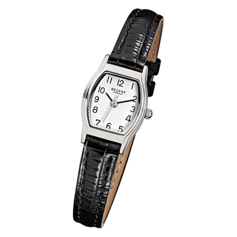 Regent Damen-Armbanduhr F-021 Quarz-Uhr Mini Leder-Armband schwarz URF021