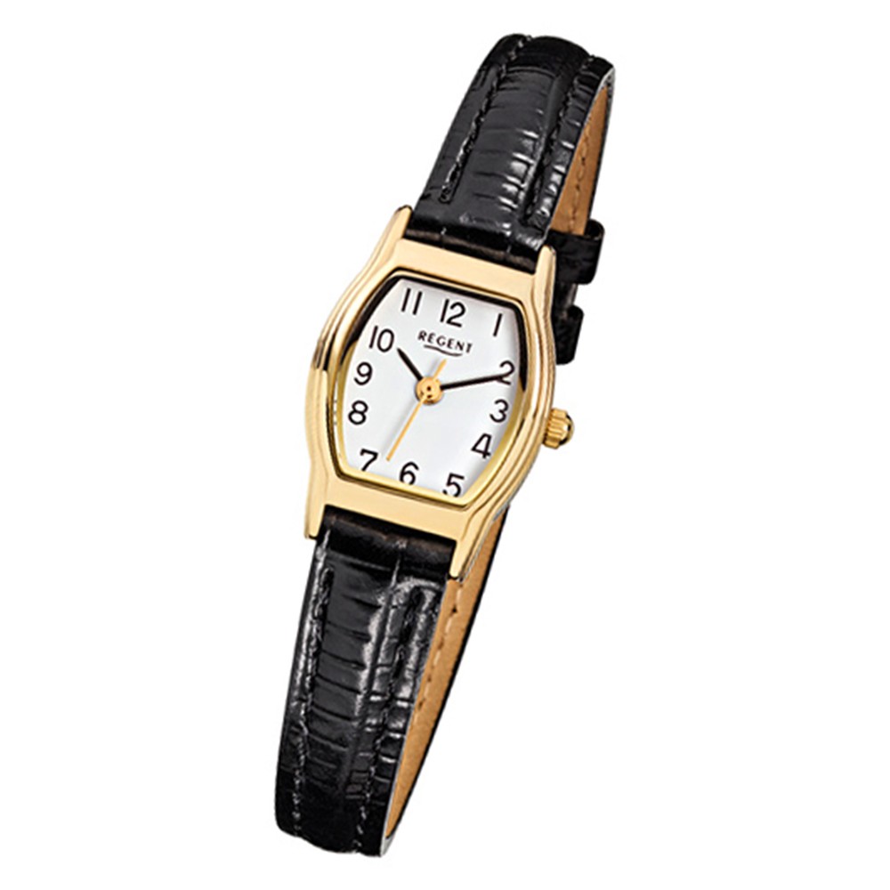 Regent Damen-Armbanduhr Mineralglas Quarz Leder schwarz Uhr URF022