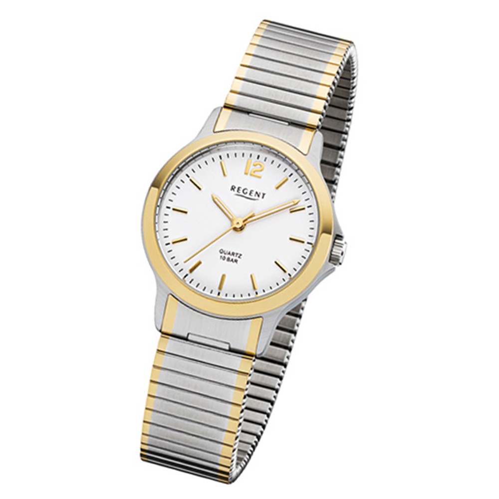 Regent Damen-Armbanduhr Quarz-Uhr Edelstahl-Armband silber gold URF1019