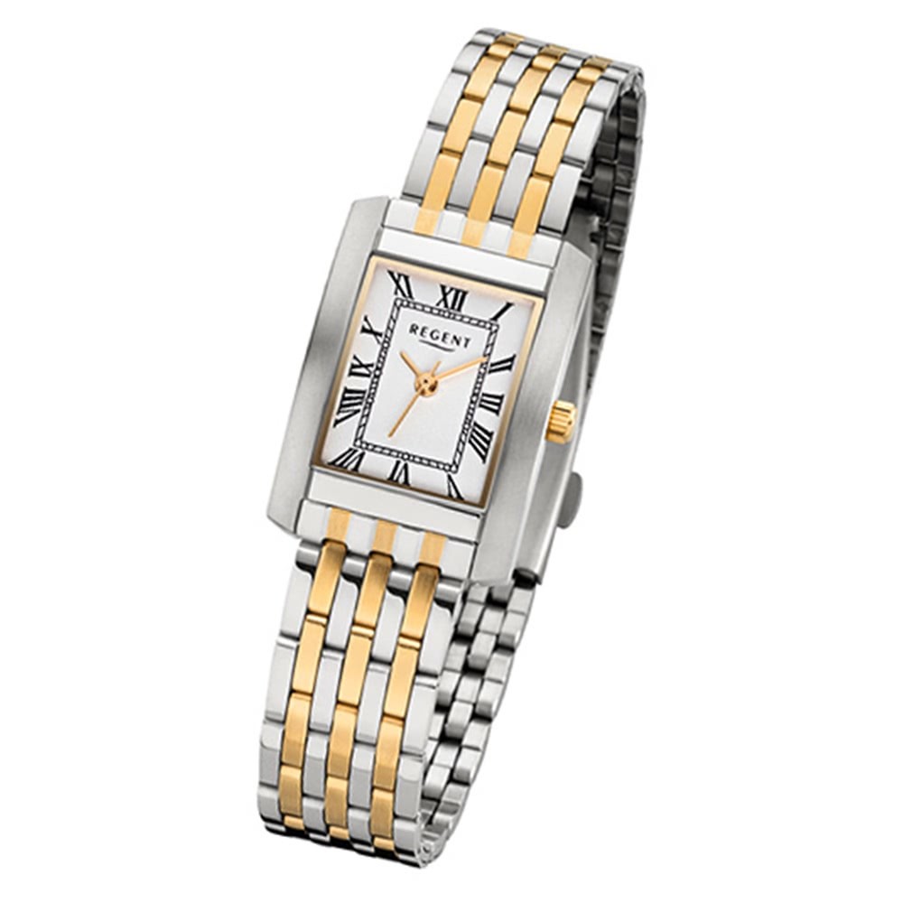 Regent Damen-Armbanduhr 32-F-1052 Quarz-Uhr Edelstahl-Armband silber gold  URF105 URF1052