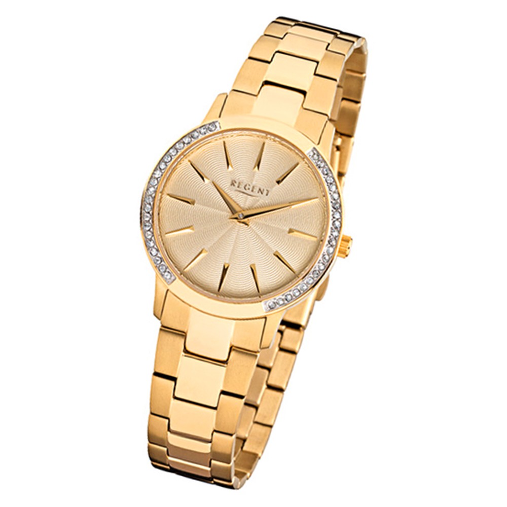 Regent Damen-Armbanduhr 32-F-1055 Quarz-Uhr Edelstahl-Armband gold URF1055