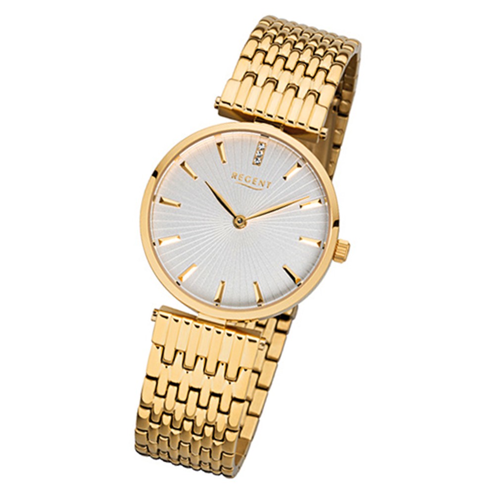 Regent Damen-Armbanduhr 32-F-1060 Quarz-Uhr Edelstahl-Armband gold URF1060
