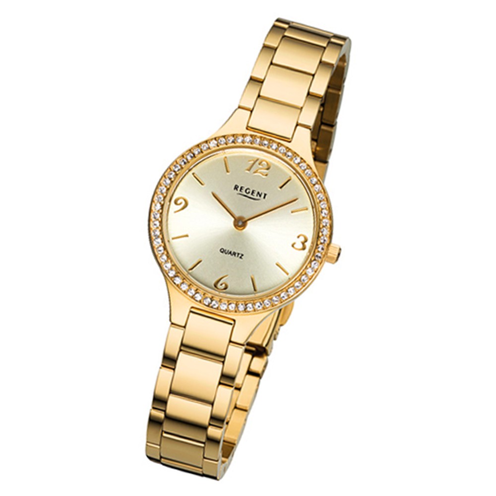 Regent Damen-Armbanduhr 32-F-1063 Quarz-Uhr Edelstahl-Armband gold URF1063