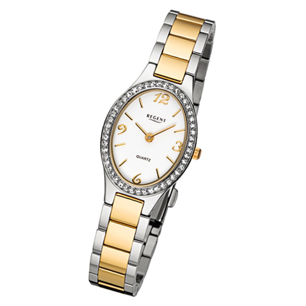 Regent Damen-Armbanduhr 32-F-1066 Quarz-Uhr Edelstahl-Armband silber gold URF106 URF1066