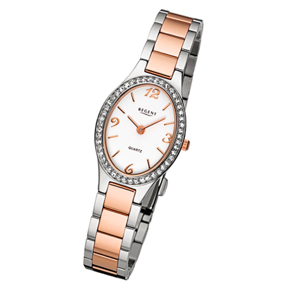Regent Damen-Armbanduhr 32-F-1068 Quarz-Uhr Edelstahl-Armband silber rosegold UR URF1068