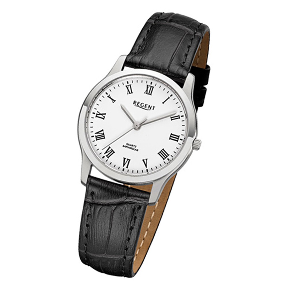 Regent Damen-Armbanduhr 32-F-1072 Quarz-Uhr Leder-Armband schwarz URF1072