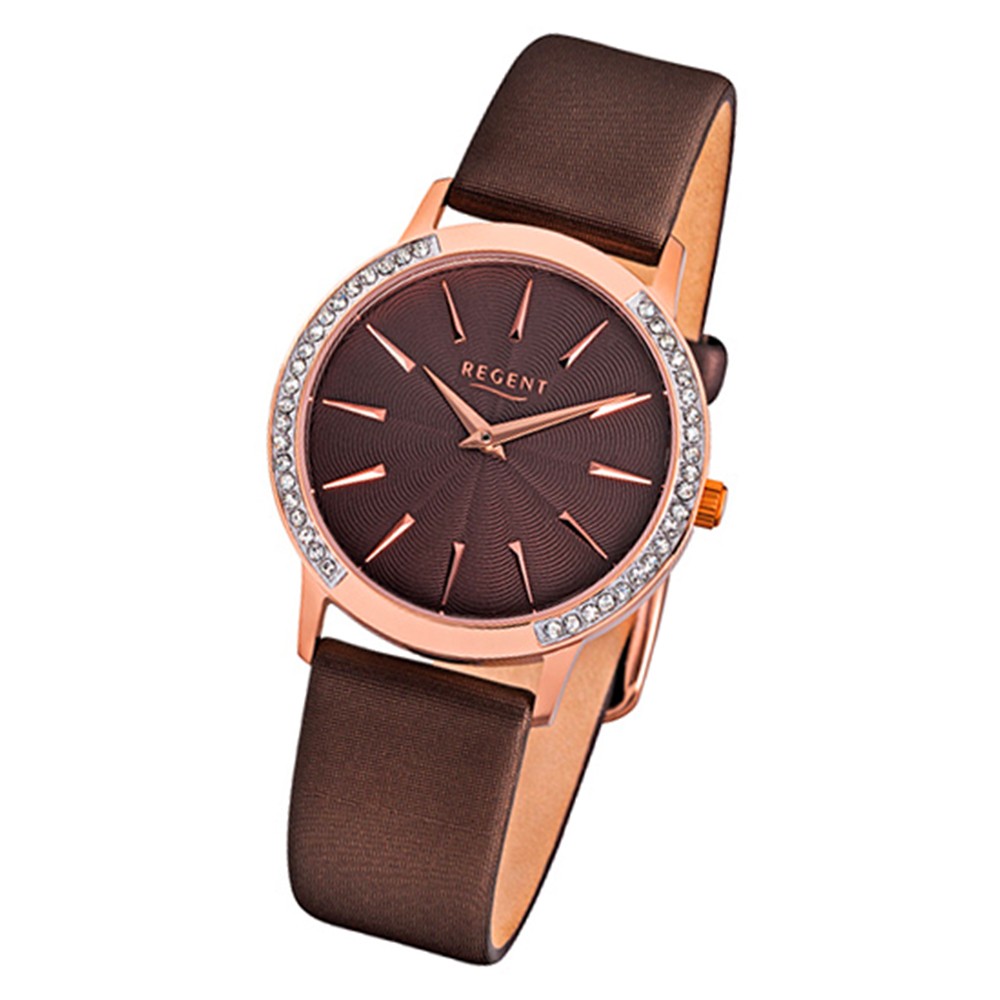 Regent Damen-Armbanduhr 32-F-1076 Quarz-Uhr Leder-Armband braun URF1076