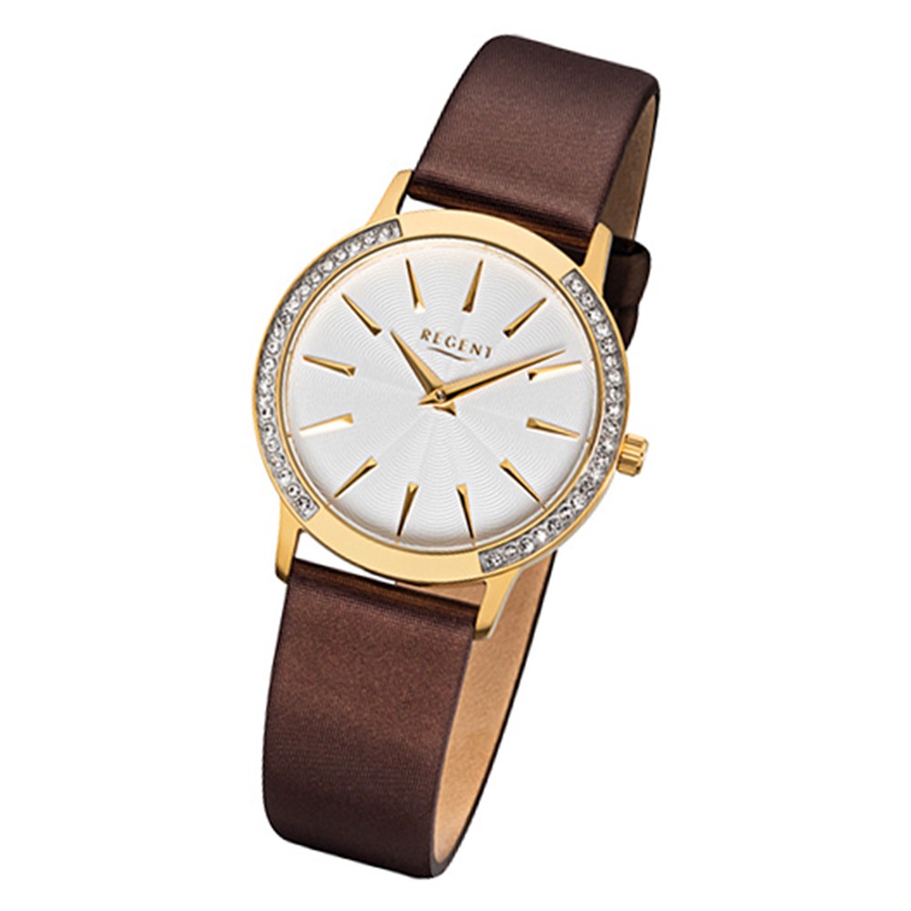 Regent Damen-Armbanduhr 32-F-1078 Quarz-Uhr Leder-Armband braun URF1078