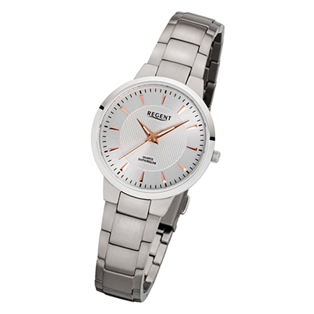 Regent Damen-Armbanduhr 32-F-1089 Quarz-Uhr Titan-Armband silber URF1089