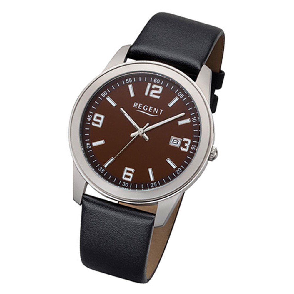 Regent Herren-Armbanduhr 32-F-1106 Quarz-Uhr Titan-Armband schwarz URF1106