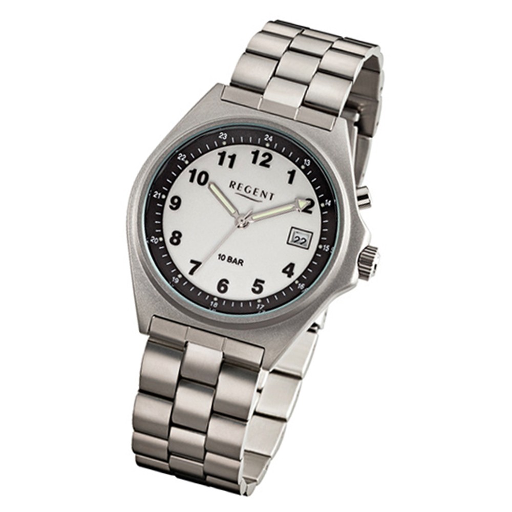Regent Herren-Armbanduhr 32-F-110 Edelstahl-Armband silber grau URF110A