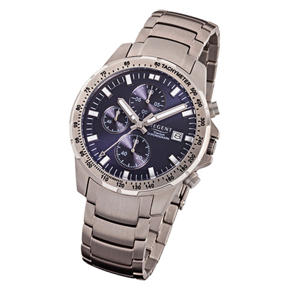 Regent Herren-Armbanduhr 32-F-1113 Quarz-Uhr Titan-Armband silber grau URF1113