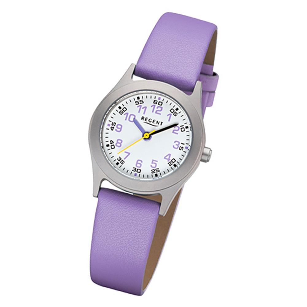 Regent Kinder-Armbanduhr 32-F-1120 Quarz-Uhr Leder-Armband lila URF1120