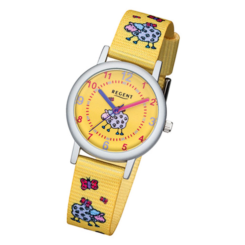 Regent Kinder-Armbanduhr 32-F-1134 Quarz-Uhr Textil, Stoff-Armband gelb URF1134
