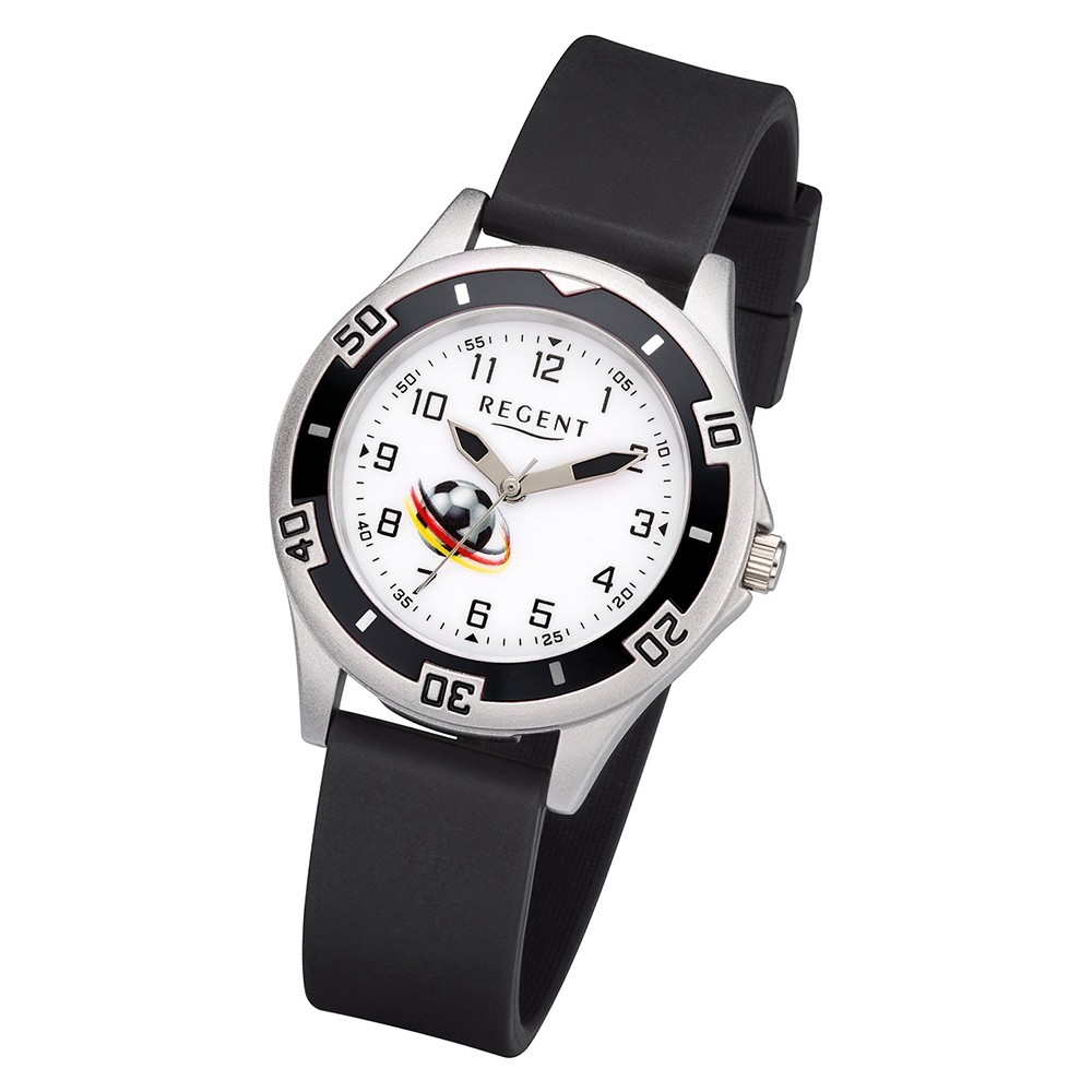 Regent Kinder Armbanduhr Analog F-1210 Quarz-Uhr Kunststoff schwarz URF1210