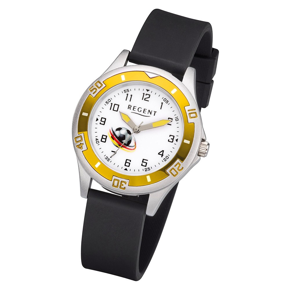 Regent Kinder Armbanduhr Analog F-1212 Quarz-Uhr Kunststoff schwarz URF1212