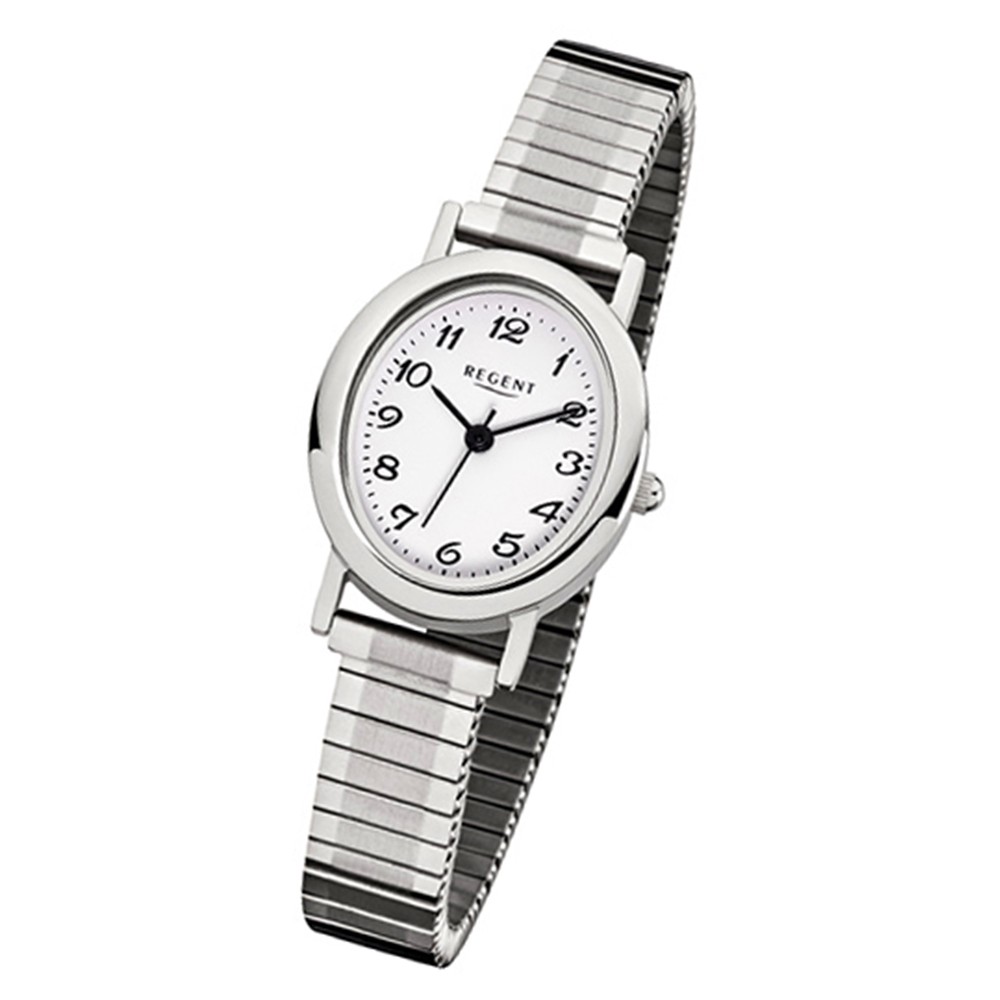 Regent Damen-Armbanduhr F-266 Quarz-Uhr Stahl-Armband silber URF266