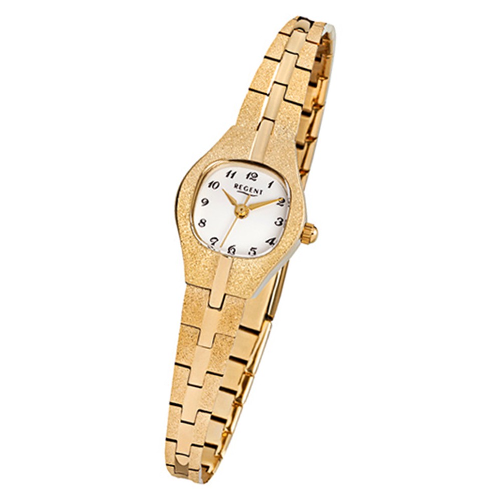 Regent Damen-Armbanduhr F-308 Quarz-Uhr Stahl-Armband gold URF308