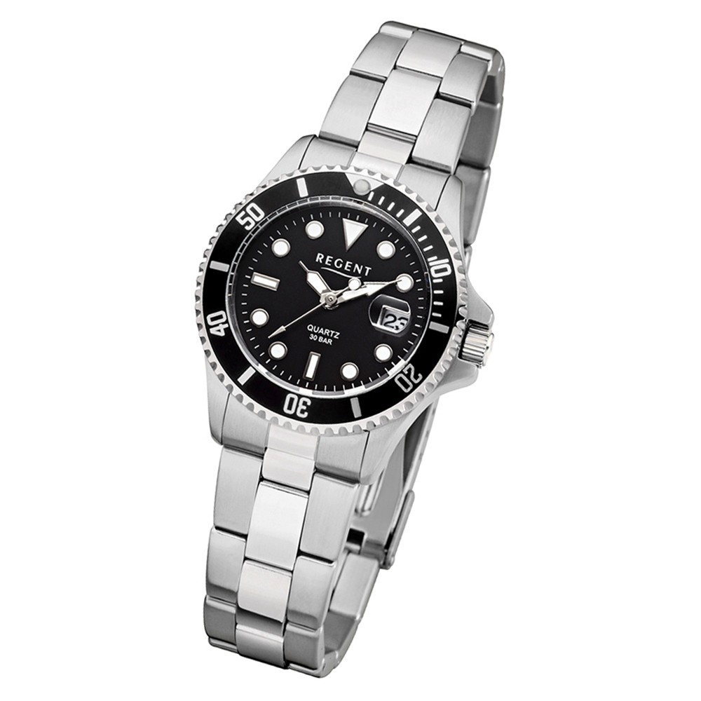 Regent Damen Armbanduhr Analog F-595 Quarz-Uhr Metall silber URF595