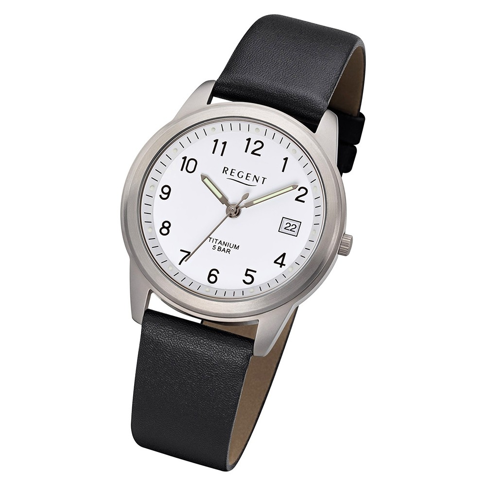 Titan schwarz Herren Armbanduhr Analog Quarz-Uhr Regent F-683 URF683