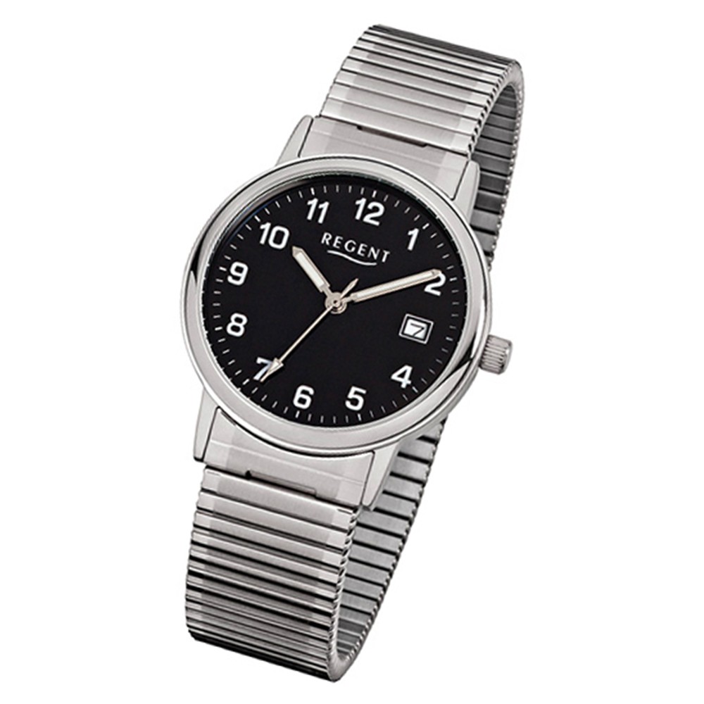 Regent Herren-Armbanduhr F-704 Quarz-Uhr Stahl-Armband silber URF704