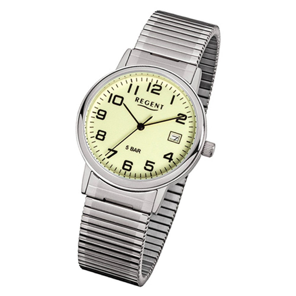 Regent Herren-Armbanduhr F-706 Quarz-Uhr Stahl-Armband silber URF706