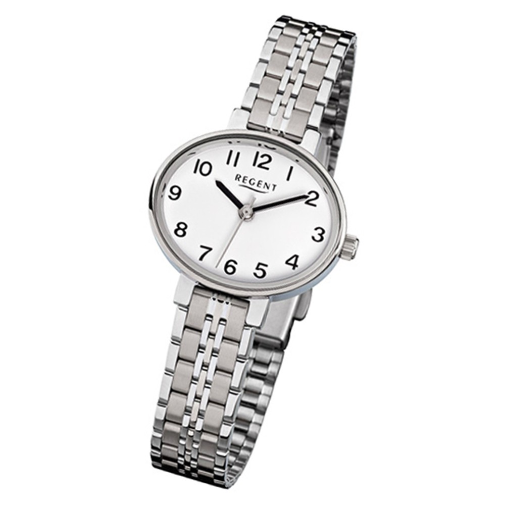 Regent Damen-Armbanduhr F-765 Quarz-Uhr Stahl-Armband silber URF765