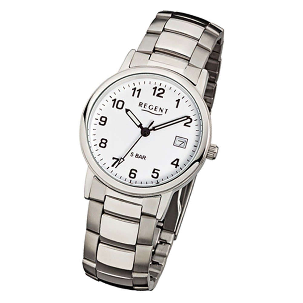 Regent Herren-Armbanduhr F-782 Quarz-Uhr Stahl-Armband silber URF782