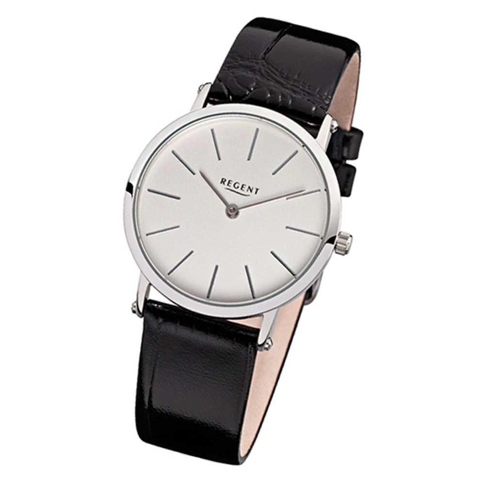 Regent Damen-Armbanduhr F-832 Quarz-Uhr Leder-Armband schwarz URF832